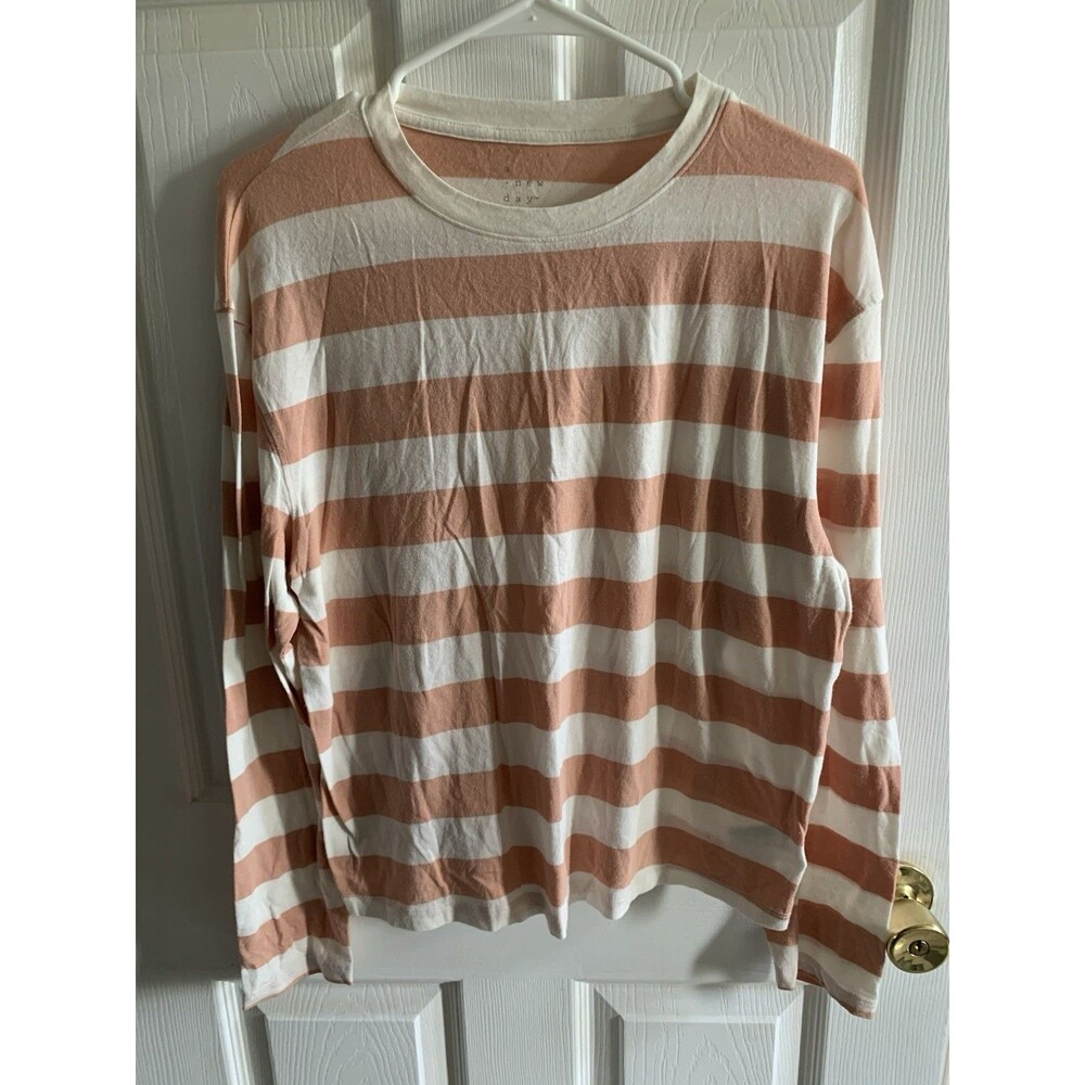 A New Day Shirt Womens Medium Striped Horizontal lightweight Peach/White